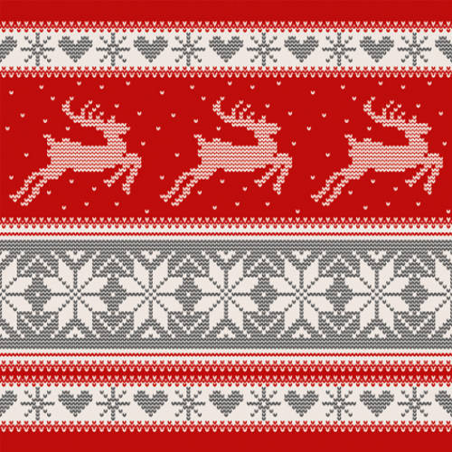 Weihnachtlich gestrickt rot - Servietten 33x33 cm