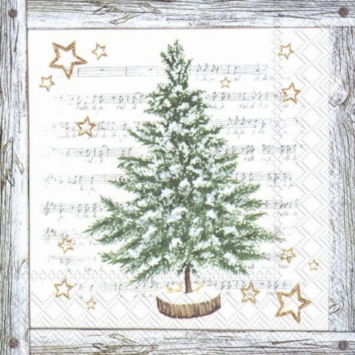 Weihnachtsbaum mit Tonleiter Servietten 33x33 cm