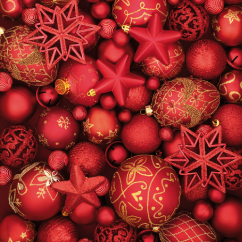Weihnachtskugeln rot - Servietten 33x33 cm