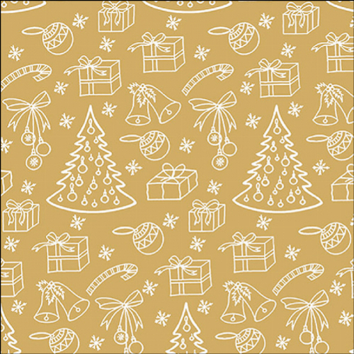 Weihnachtsornamente gold - Servietten 33x33 cm