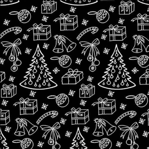 Weihnachtsornamente schwarz- Servietten 33x33 cm