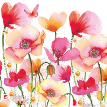 Aquarell Poppies & Daisies - Servietten 33x33 cm