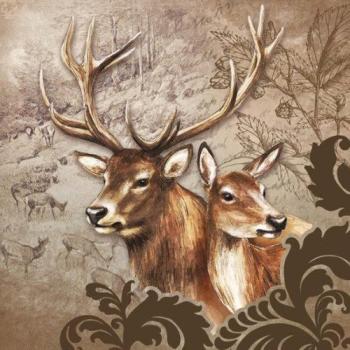 Deer couple braun - Servietten 33x33 cm