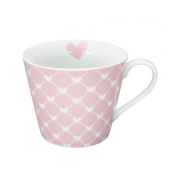 Diagonal hearts pink – Happy cup Krasilnikoff Tasse