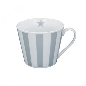 Grey vertical stripes – Happy cup Krasilnikoff Tasse