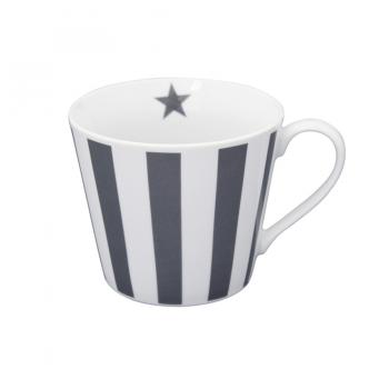 Charcoal vertical stripes – Happy cup Krasilnikoff Tasse