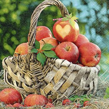 Äpfel im Korb - Servietten 33x33 cm