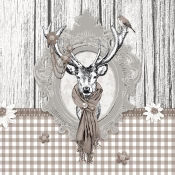 Decorated Deer taupe - Servietten 33x33 cm