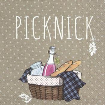 Picknick taupe Punkte - Servietten 33x33 cm