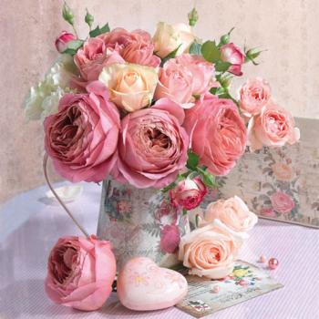 Roses in pot - Servietten 33x33 cm