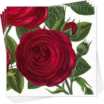 Rote Rosen groß - Servietten 33x33 cm