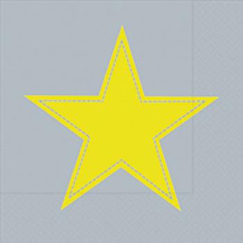 Simply Star yellow/grey - Servietten 33x33 cm